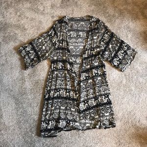 Boho elephant print long cardigan/kimono